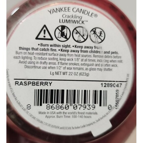 Yankee Candle Woodwick Crackling Lumiwick Raspberry Large Jar 22 Oz New - Picture 9 of 10